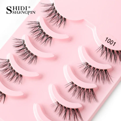 SHIDISHANGPIN 5/10Pairs False Lashes Cat Eye Eyelashes Eyelash Extension 3D Mink Half Lashes Natural Makeup faux Cils maquiagem