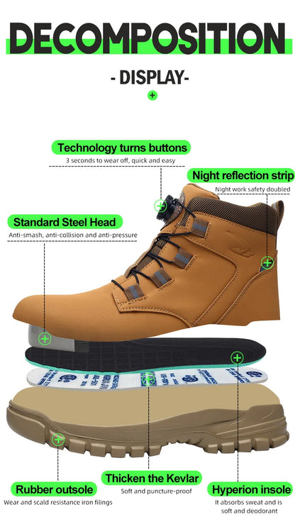 48 Size Steel Toe Cap Light Breathable Sneaker For Men Unisex Work Safety Shoes  Anti-smash And Anti-puncture Safety Sneakers - Badiee Stylez