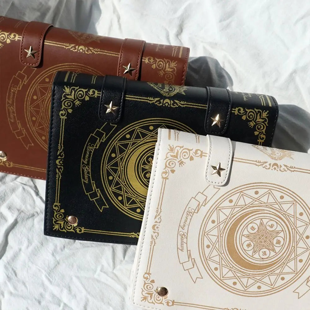 Kawaii Star Moon Badge Display Shoulder Bag Magic Book Design Transparent Window Women Messenger Bag PU Girls Ita-bag Lolita