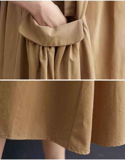 Female Dress Summer Mid-Length Loose Solid Color Pocket Swing Chic Casual Straps Dresses New Women Dress Vestidos Selling