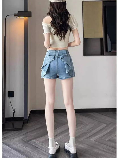Women's Three Dimensional Butterfly Design Denim Shorts Cool Girl High Waist Mini Trousers Female Summer Sexy Hot Pants