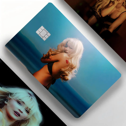 Singer S-Sabrina C-Carpenter Card Stickers 4pcs PVC Credit Card Skin Stickers Removable Self-adhesive Protective Film Badiee Stylez