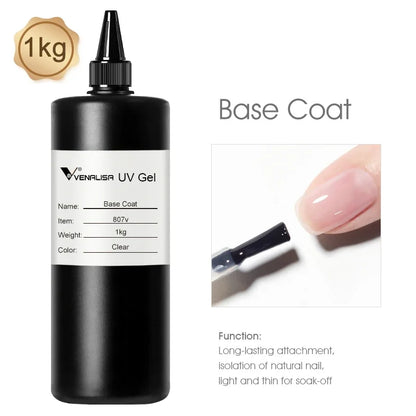 Venalisa Long Wear Tempered Top Coat Reinforce Gel Refill Package Soak Off UVLED Nail Gel Polish Big Volume 225g/30ml Base Gel 807v base coat 1kg