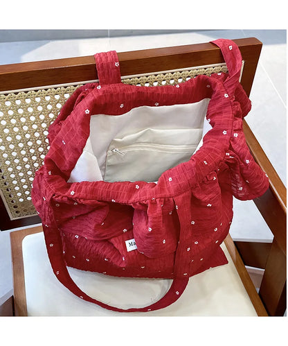 All-match Wave Point Chiffon Shoulder Bag Large Capacity Fairy Mesh Handbag Commuting Bag Korean Style Tote Bag Women