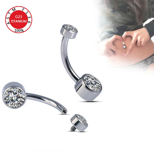 G23 Titanium Internally Thread Navel Piercing Jewellery Sexy Belly Button Rings 14G Navel Body Piercing CZ Beach Pendant Jewelry