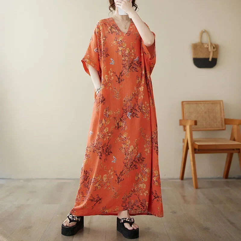 Summer Dress for Women Clothing Long Dress Fashion Clothes Cotton Vintage Harajuku Elegant Streetwear Maxi Beach Dresses R One Size