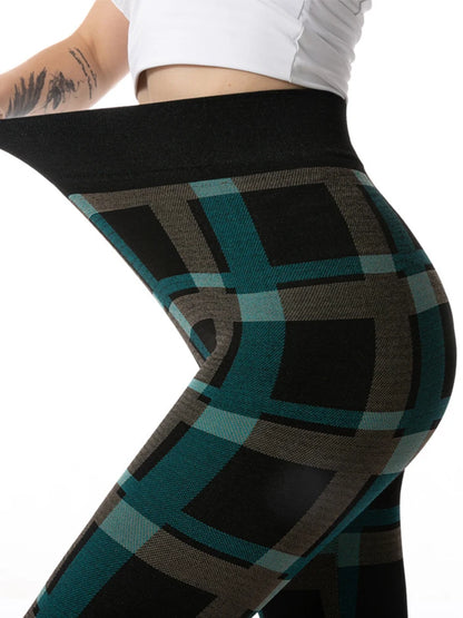 CUHAKCI Camouflage Printed Leggings Women Seamless Denim Sports High Waist Tights Workout Fitness Elastic Pants Stretch Jeggings PD397 Sky Blue