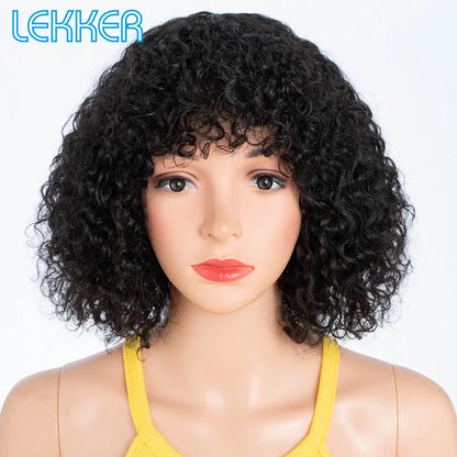 Lekker Colored Short Pixie Afro Kinky Curly Bob 100% Human Hair Wigs For Women Brazilian Remy Hair Ombre Brown Clearance Ginger Badiee Stylez
