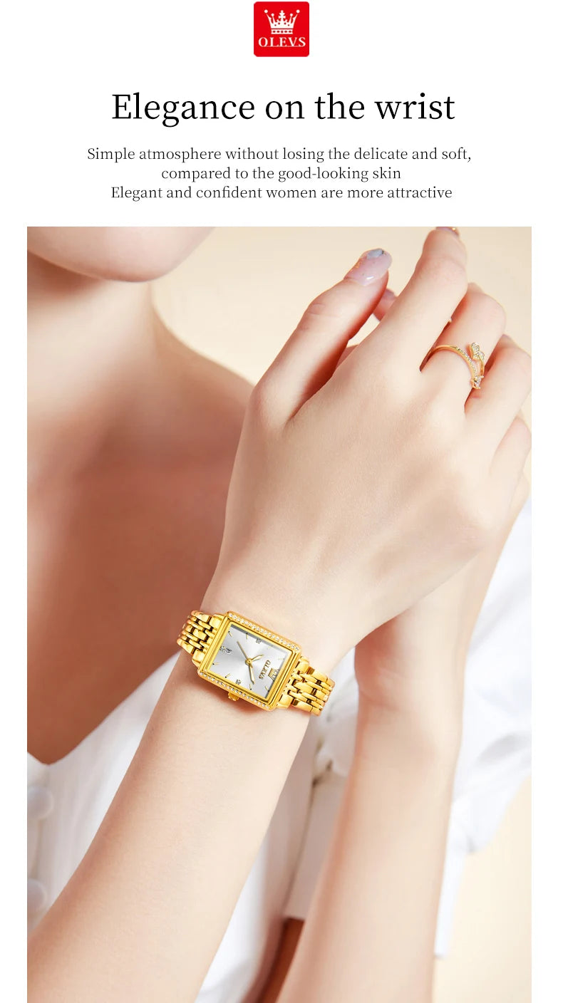 OLEVS 9995 Women's Watch Luxury Elegant Quartz Ladies Wristwatch Top Brand Waterproof Luminous Date Original Watch For Women
