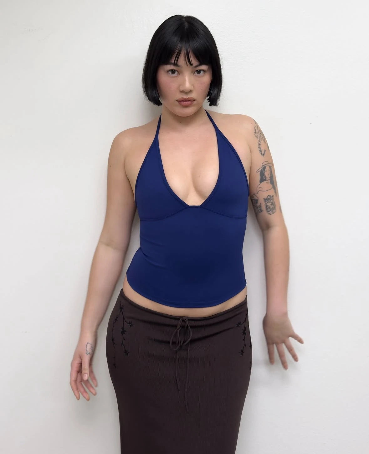 Tank triangle cup halter V-neck backless crop top Hayley's same style strappy top low-cut backless top