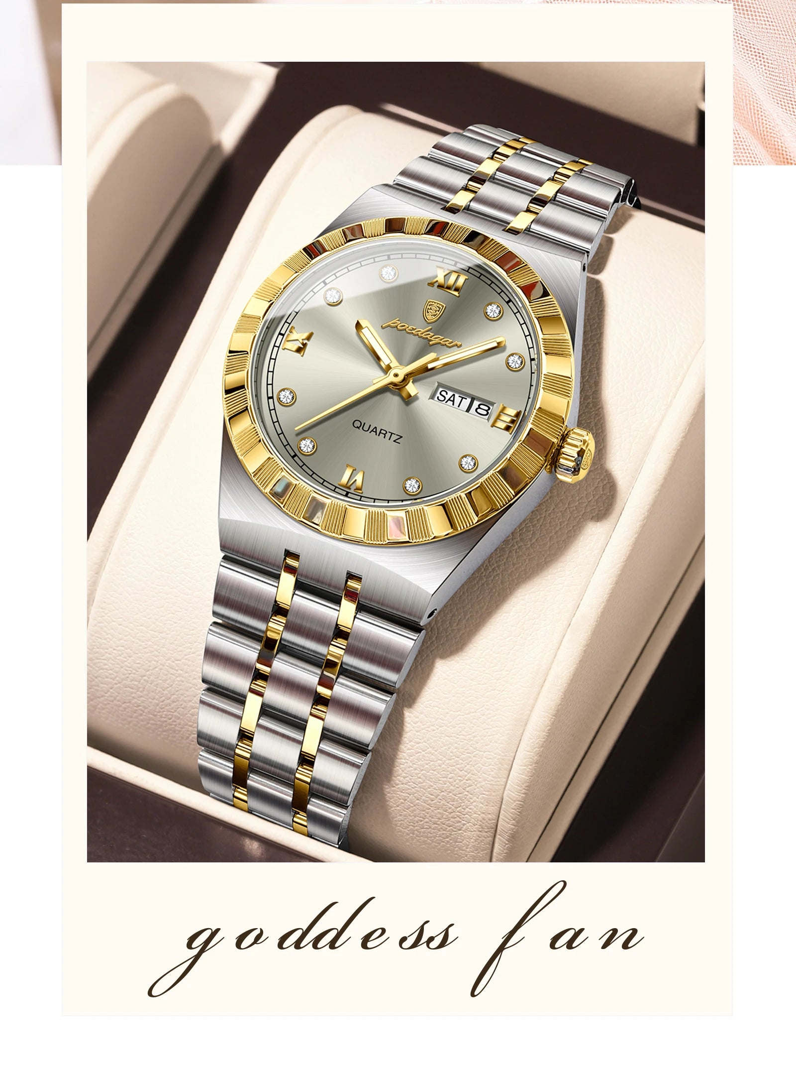 POEDAGAR Luxury Original Ladies Watch Luminous Waterproof Week Date Woman Wristwatch Stainless Steel Women Quartz Watches Female