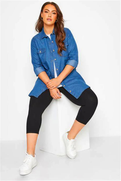 Women Capris Plus Size Curve Cropped Leggings Ultra Strech White Blue Orange Black Stretchy Work Out Leggings 2X 3X