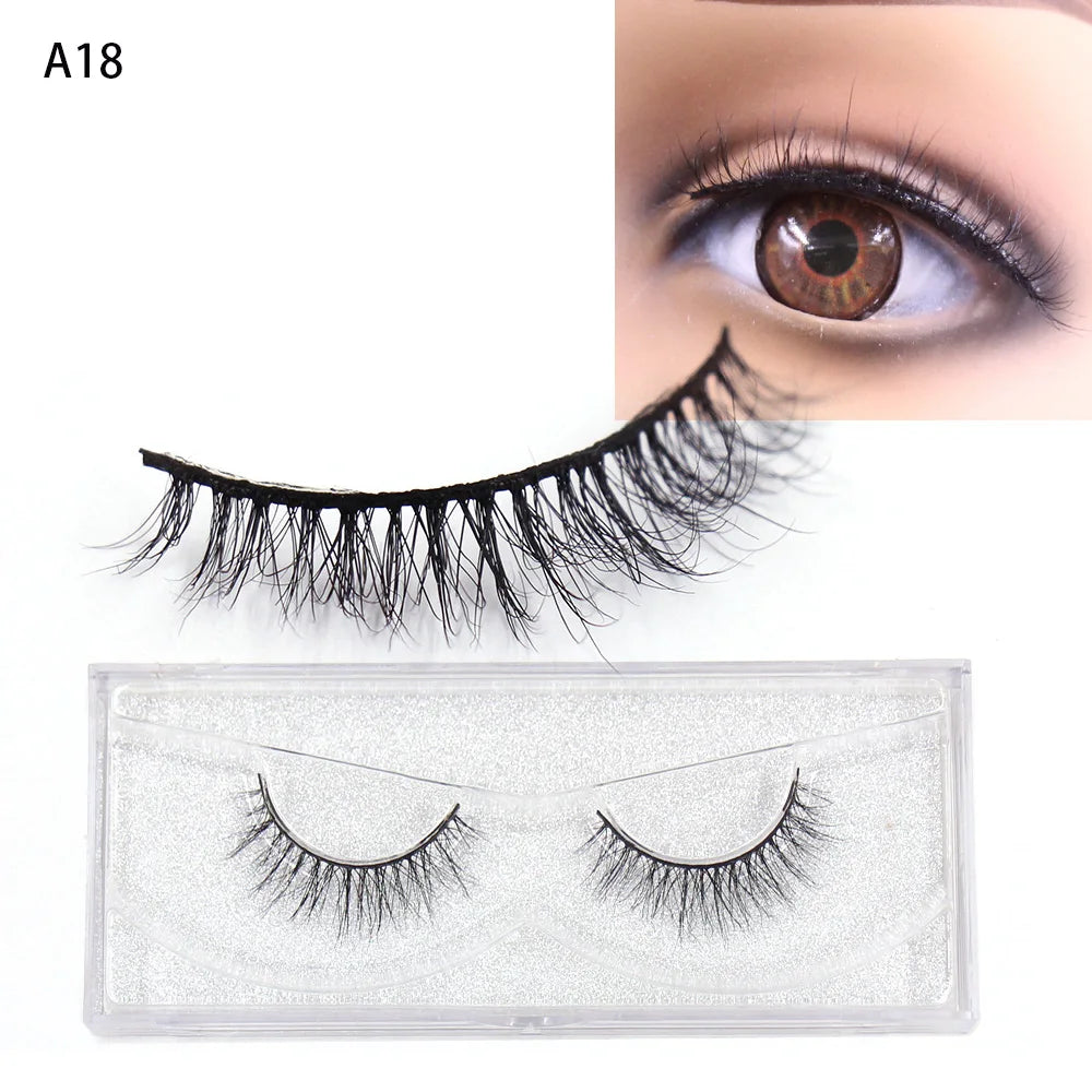 LEHUAMAO False Eyelashes Mink Lashes Natural Thick False Eyelashes Extension Wispy Soft Lashes Makeup Tools D22 1Pair-A18