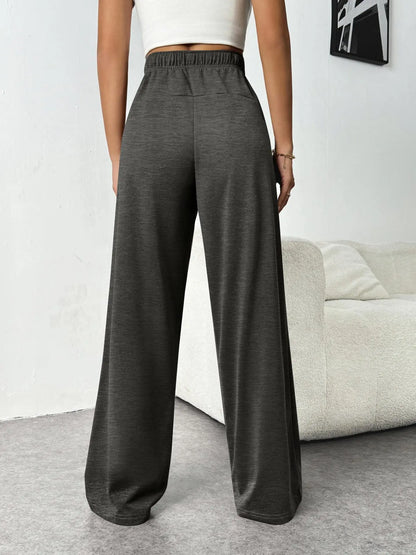 Casual Wide Leg Sports Pants for Women Casual Straight Leg Loose Solid Color Elastic Drawstring High Waisted Wide Leg Pants