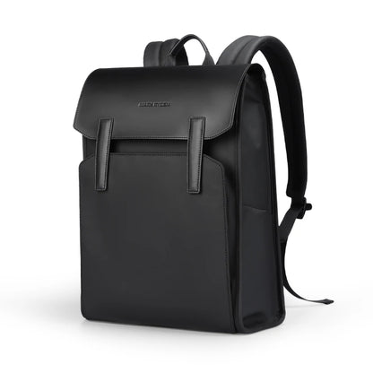 Mark Ryden Classic Business Work Black Leather Backpack 15.6 Inch Laptop Waterproof Bag School Bags Business bacbackpack for men Black