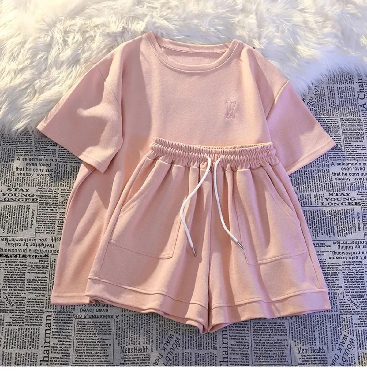 Summer Casual Fashion Embroidered Short Sleeve Shorts Set Women Loose Two Piece Comfortable Sports Set White Outwear Badiee Stylez