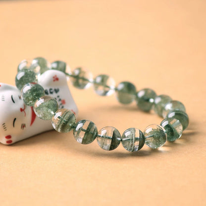 Fashion Green Ghost Stone Mental Healing Yoga Meditation Buddha Bead Charm Bracelet Natural Crystal Women Jewelry Accessories Bead diameter 6mm 16cm