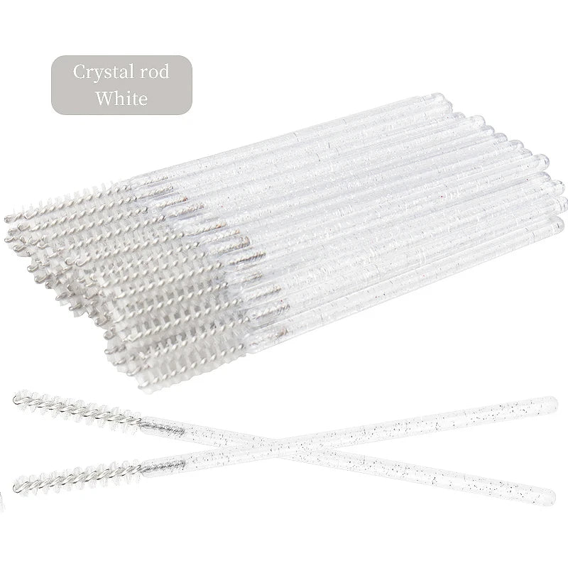 50pcs Grafted eyelashes Single color disposable eyelash brush Spiral eye Makeup Eyelash curler makeup brush cosmetic tools C502-white 50pcs