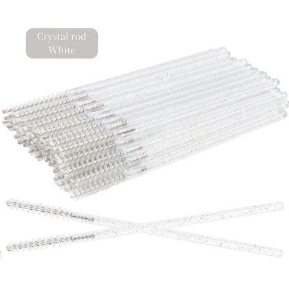 50pcs Grafted eyelashes Single color disposable eyelash brush Spiral eye Makeup Eyelash curler makeup brush cosmetic tools C502-white 50pcs