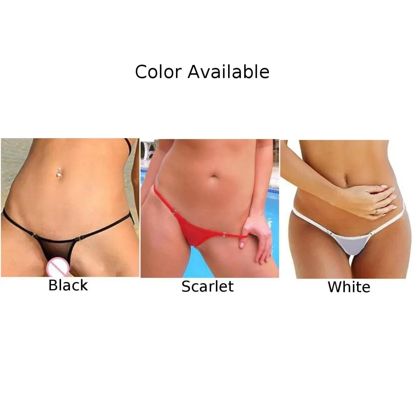 Women's Sexy Solid Color Briefs Fashion Portable Comfortable Thong Mini Bikini Mesh Panties Ultra-thin Lingeries Adjustive Belt