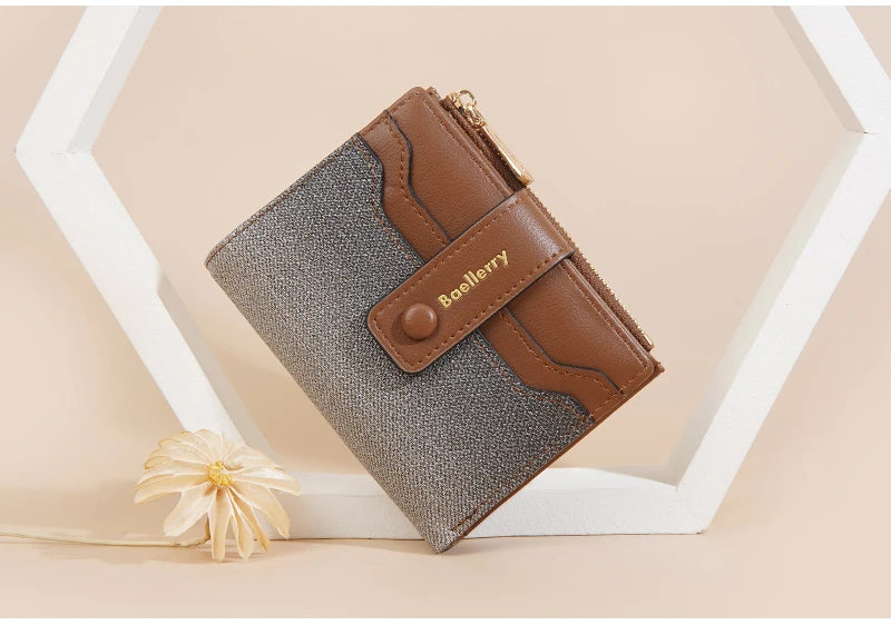 Baellerry High Quality Women Wallets New Simple Short Card Holde Brand Female Purse Photo Holder Coin Pocket Zipper Women Wallet