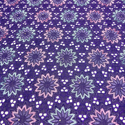 Original Austria Pure Cotton Lace Fabric 2024 High Quality Swiss Voile Embroidery Stones Lace Fabric For Women Celebration Dress