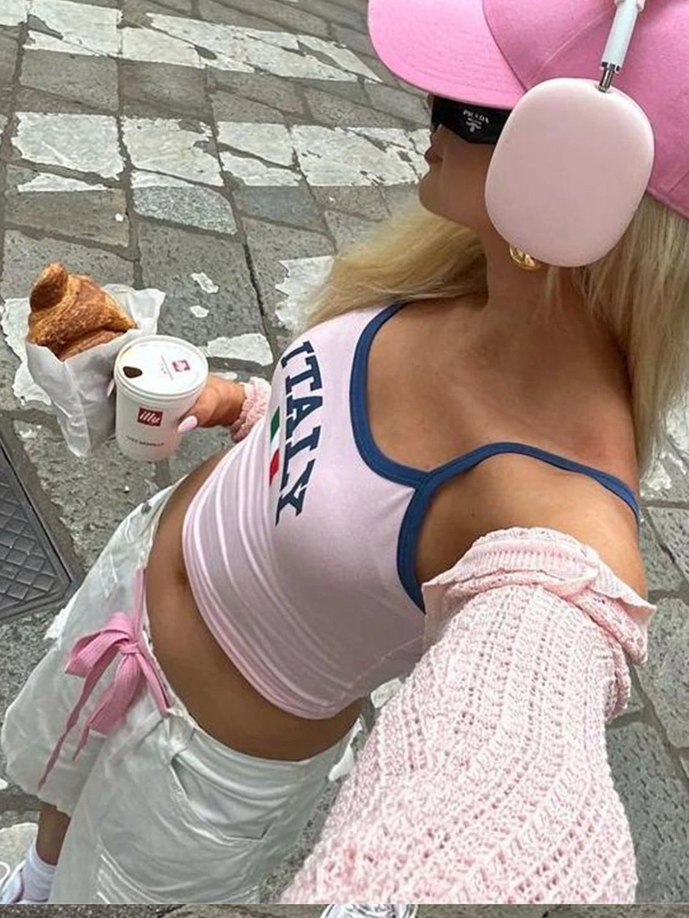 ITALIA Embroidery Sleeveless Crop Top Pink Sexy Basic Patchwork Summer Casual Camis Backless Y2k Vintage Tank Tops Women