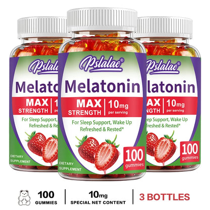 Melatonin Gummies 10 Mg - Fall Asleep Naturally, Fight Insomnia, Support Immunity, and Improve Rest Quality 100 Gummies-3bottles