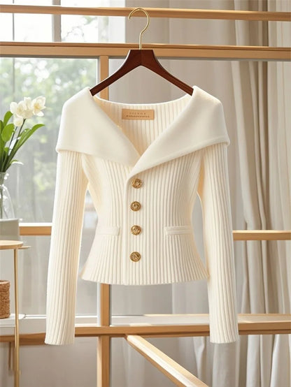 2025 New Women Cardigan Sweater High Quality High-end chic Long Sleeve Knitwear Autumn Winter Female Clothes Sweater Jacket