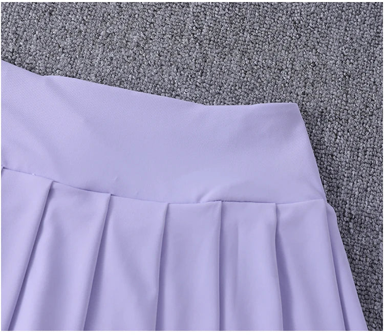 2024 New Best-Selling Pleated Nylon Spandex High Waisted Pocket Skirt With Anti Glare A-Line Sports Tennis Skirt