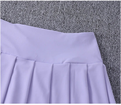 2024 New Best-Selling Pleated Nylon Spandex High Waisted Pocket Skirt With Anti Glare A-Line Sports Tennis Skirt