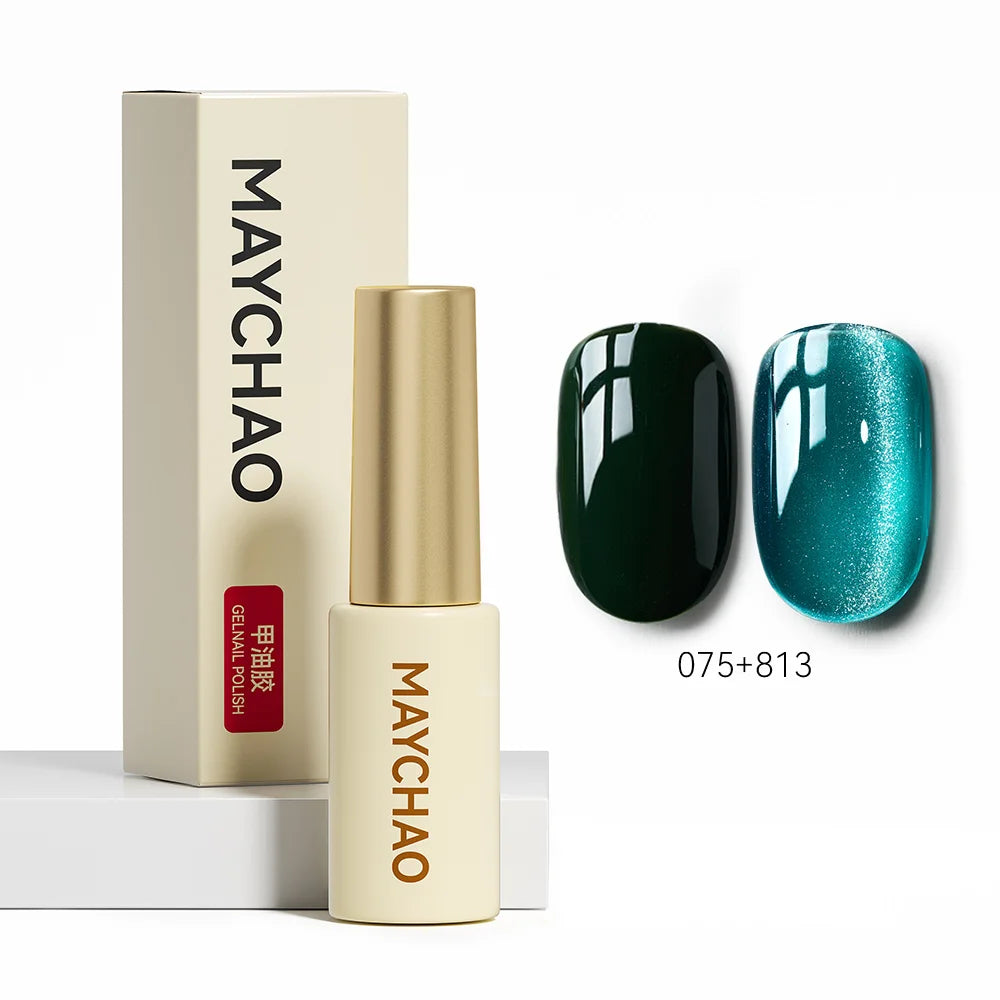 MAYCHAO 5ML Gel Nail Polish 9D Laser Diamond Glitter Cat Eye Gel Semi-Permanent Soak Off UV LED Gel Nail Manicure Tools Nail Art 075And813