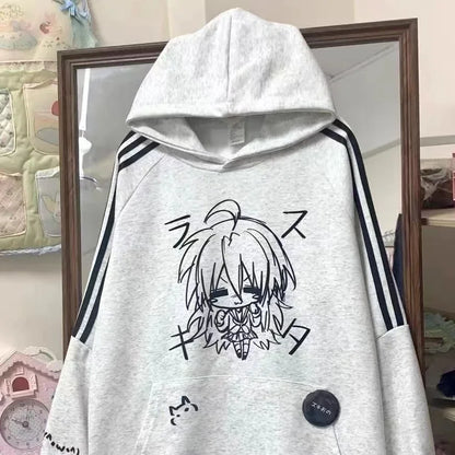 Punk Harajuku American Vintage Cute Print Hoodies Japanese Fashion Loose Y2k Aesthetic Sweatshirts Autumn All Match Clothes New