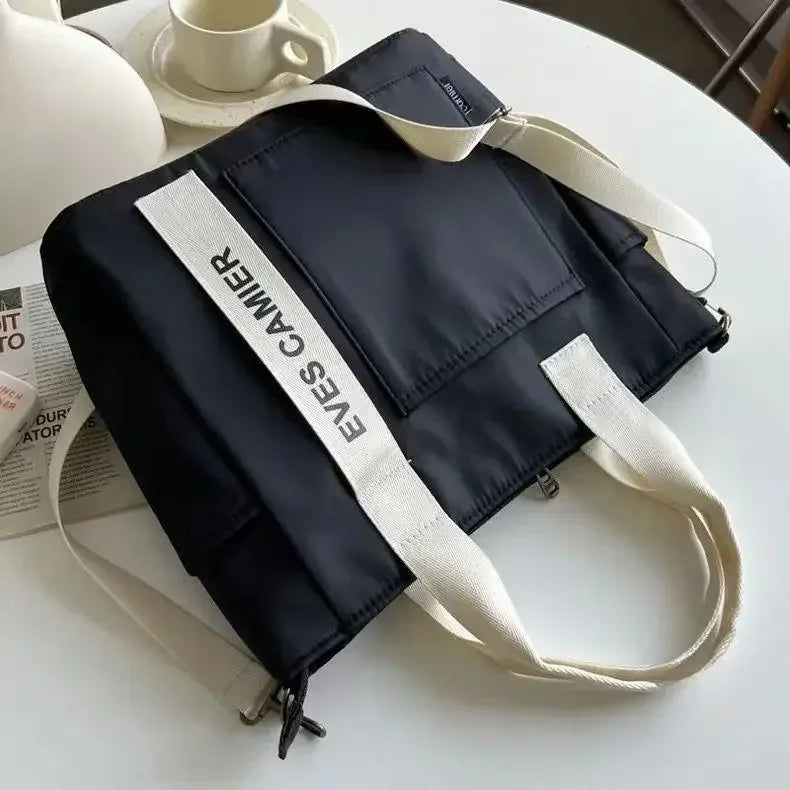 New Casual Tote Large Capacity Shoulder Bag Nylon Waterproof Canvas Handbag Simple Fashion Messenger Bags For Schoolgirl