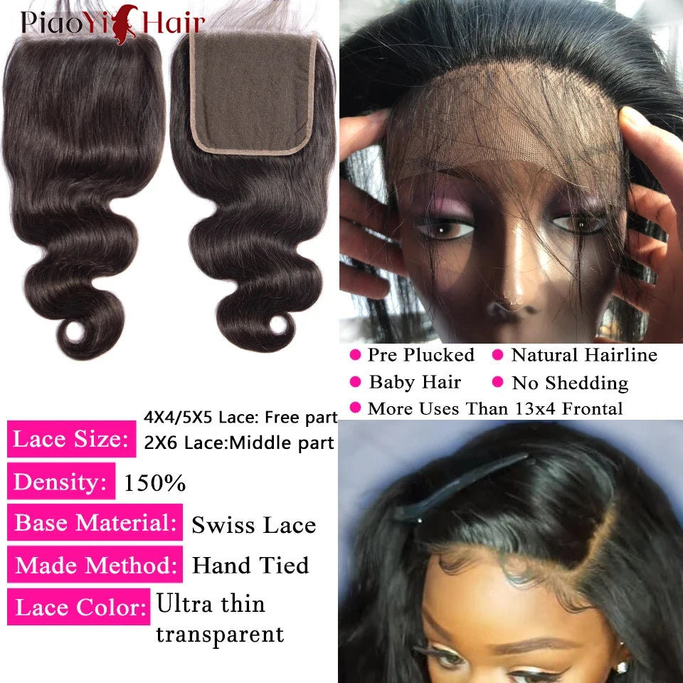 Body Wave Bundles And Closure Human Hair Bundles With Closure 20 22 24 Inch Raw Human Hair Weave Extensions Closure Human Hair