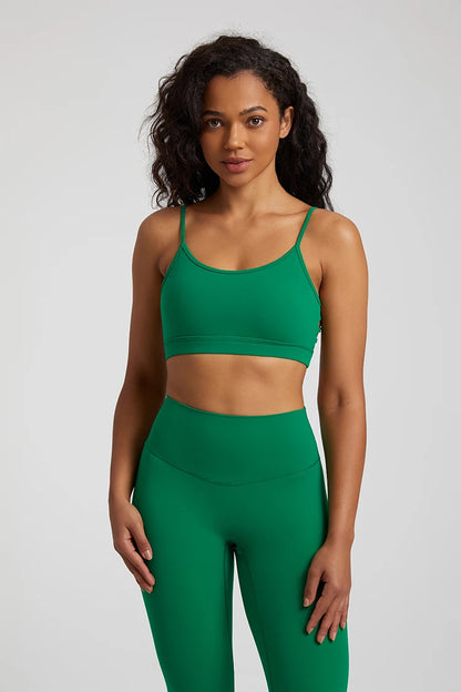 Open Back Sports Bra 8 Way Stretch Deep U Neck Bra Padded Fitness Top for Women