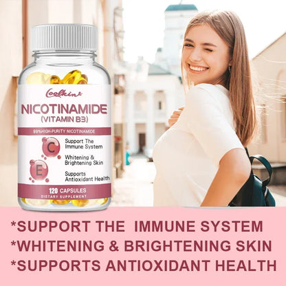 Niacinamide Whitening Capsules - with Vitamin B3, Supports Skin and Immune Health, Reduces Wrinkles and Fights Aging, Non-GMO