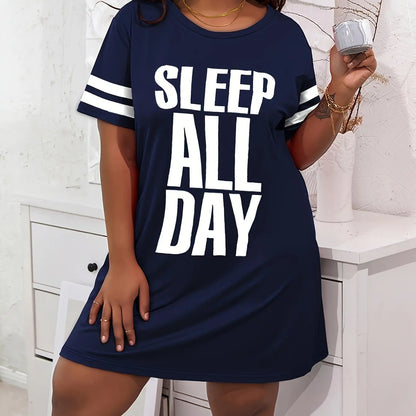 Sleep All Day Printed Women's Nightgowns High Stretch Comfortable Pajamas Women's Summer Home Dress Plus Size Halter Dress CDXQ-252
