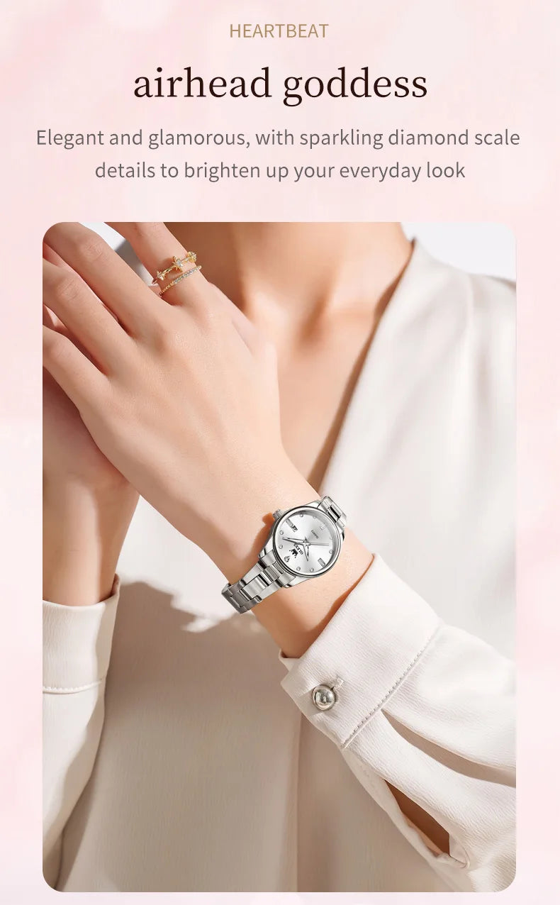 OLEVS Elegant Fashion Brand Women's Watches Gold Waterproof cCalendar Quartz Watch for Lady Stainless Steel Original Wristwatch