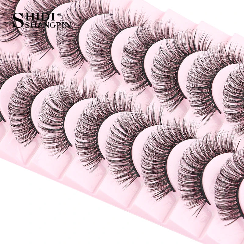SHIDISHANGPIN 5/10Pairs False Lashes Cat Eye Eyelashes Eyelash Extension 3D Mink Half Lashes Natural Makeup faux Cils maquiagem