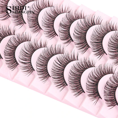 SHIDISHANGPIN 5/10Pairs False Lashes Cat Eye Eyelashes Eyelash Extension 3D Mink Half Lashes Natural Makeup faux Cils maquiagem