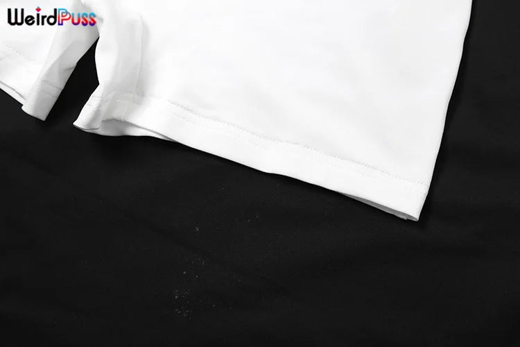 Weird Puss Letter Print Romper Women Low-Neck Sporty Casual Sleeveless Stretch Activity Skinny Playsuit Tight Short Overalls