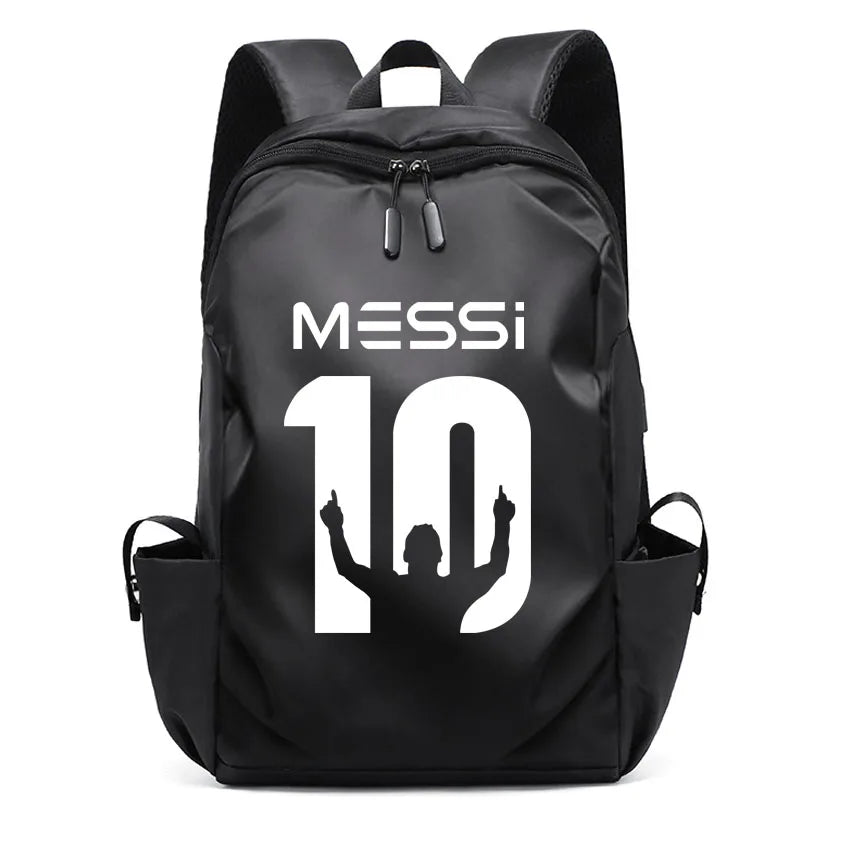 Football Super Stars MESSI Backpack Boy Girl Unisex College Student Backpack Women Men Laptop Teens Student USB Port Rucksack Black B063
