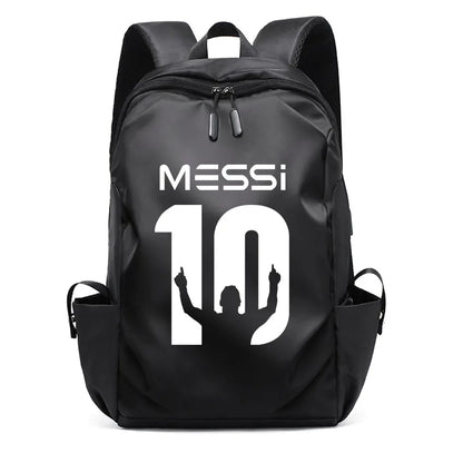 Football Super Stars MESSI Backpack Boy Girl Unisex College Student Backpack Women Men Laptop Teens Student USB Port Rucksack Black B063