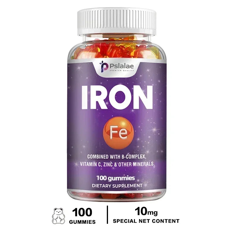 Iron Gummies - Contains Vitamin C To Support Red Blood Cell Production and Energy Levels, Improve Anemia, and Enhance Immunity 100 Gummies
