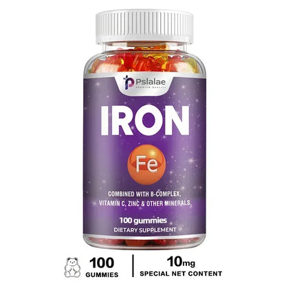 Iron Gummies - Contains Vitamin C To Support Red Blood Cell Production and Energy Levels, Improve Anemia, and Enhance Immunity 100 Gummies
