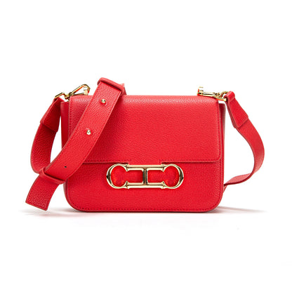 CHCH Women's Saddle Bag 2024 Autumn/Winter New Black Cow Leather Flip Small Square Bag Simple Commuter Diagonal Cross Bag