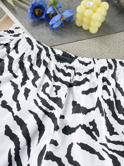 Marthaqiqi Printing Women Sleepwear 2 Piece Set Tank Tops Pajamas Crop Top Spaghetti Strap Nightgowns Shorts Casual Nightie Suit