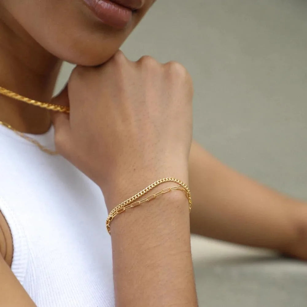 Gold Bracelets Set for Women,14K Gold Plated Dainty Gold Link Chain Bracelets Trendy Stackable Gold Cuff Bracelets Jewelry Gifts