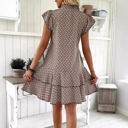 Casual Loose Printed Short Dresses For Women 2025 Fashion Summer Women's A-Line Mini Dress Elegant Vintage Female Dresses